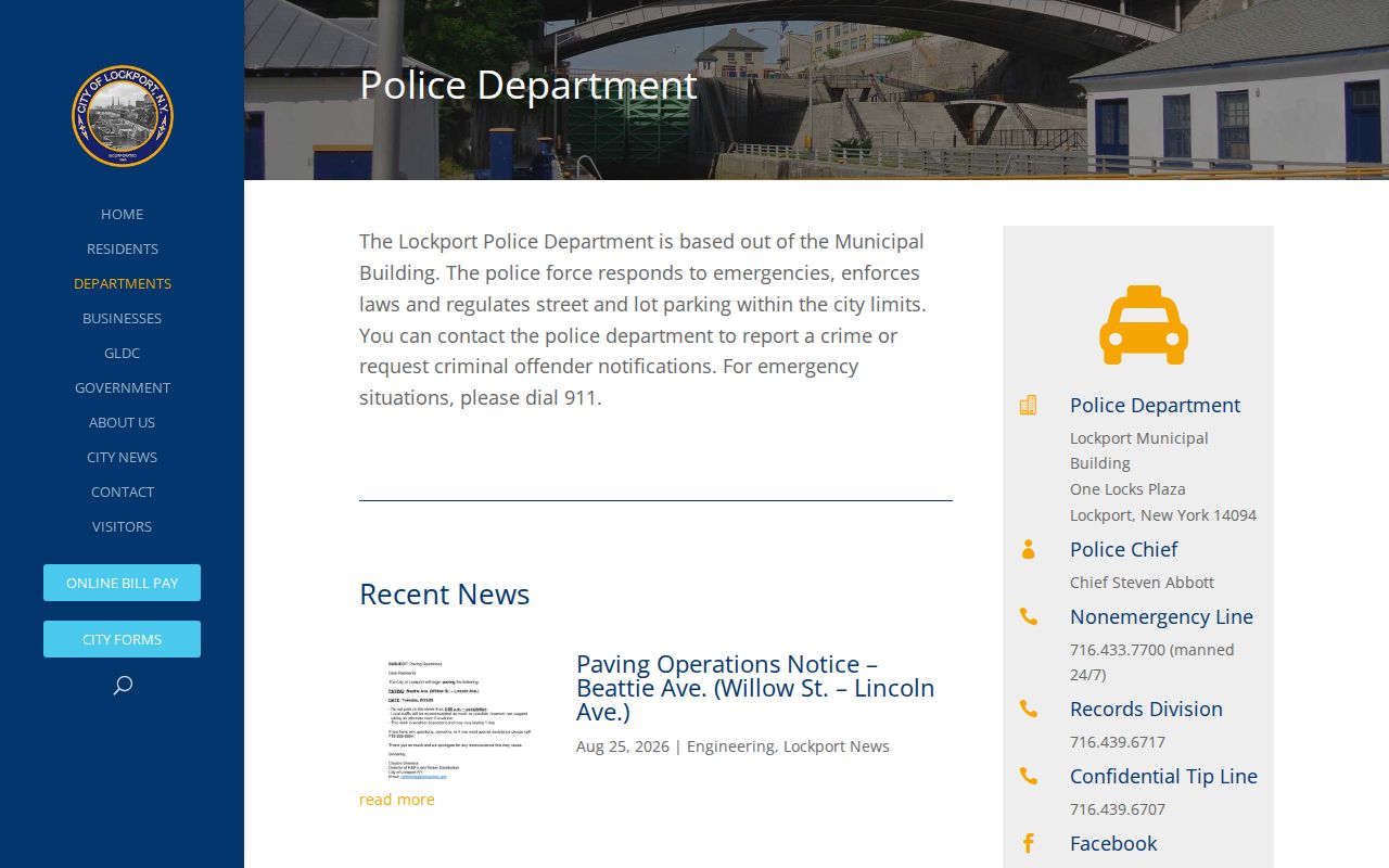 Lockport Police arrest-records website